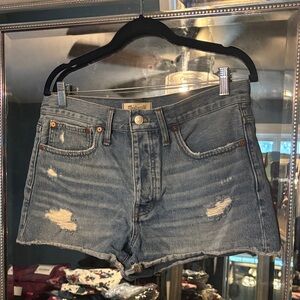 Madewell Blue Distressed Jean Shorts